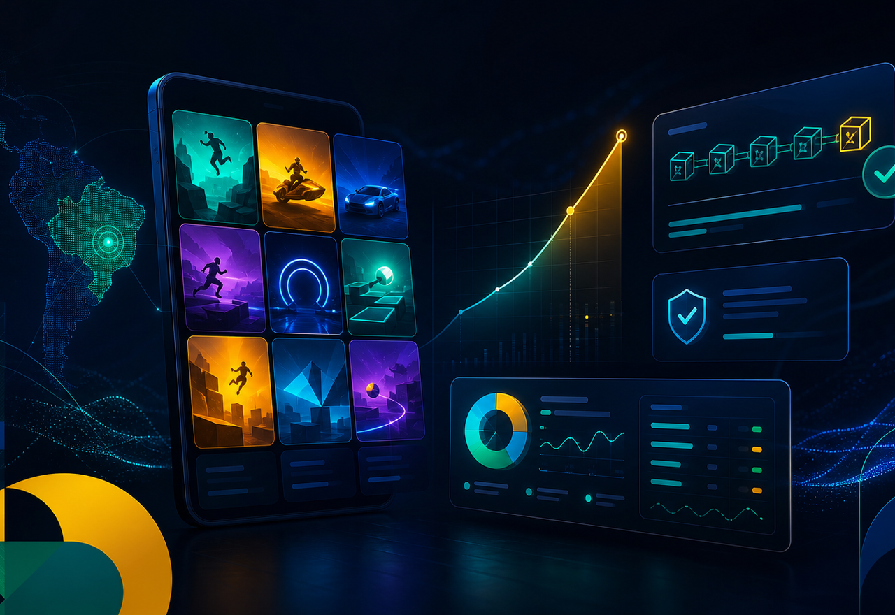 Abstract instant game dashboard with multiplier and fairness panels